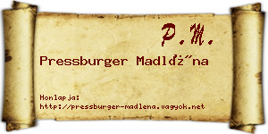 Pressburger Madléna névjegykártya